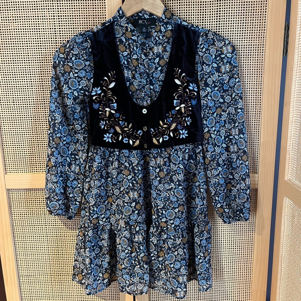 BCX Girl 10 Floral Dress with Vest